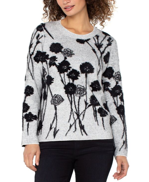 リヴァプール ロサンゼルス レディース トップス シャツ クルーネック セーター 長袖 Liverpool Los Angeles Women's Long-Sleeve Crewneck Sweater Light Gray/black Floral ブラック