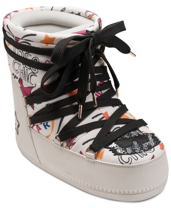 カール ラガーフェルド レディース シューズ ブーツ・レインブーツ KARL LAGERFELD PARIS Women's Pavan Ikonic Moon Boots Soft White Multi ホワイト
