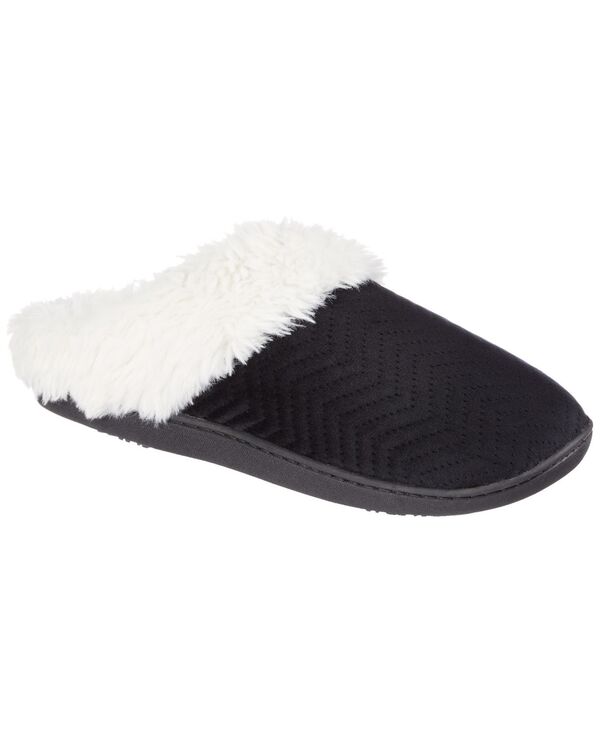 アイソトナー レディース シューズ サンダル キルティング Isotoner Signature Women Quilted Chevron Velour Slippers Black ブラック