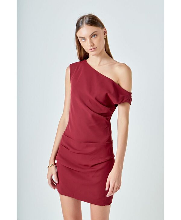 エンドレスローズ レディース トップス ワンピース ミニワンピース ミニ endless rose Women's One Shoulder Accent Mini Dress Rosewood