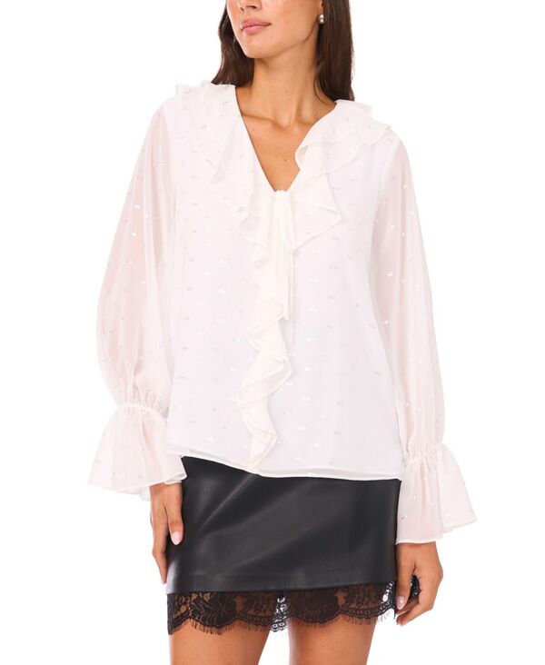 ヴィンスカムート レディース トップス シャツ フリル Vince Camuto Women's Ruffle Long Sleeve Top New Ivory アイボリー