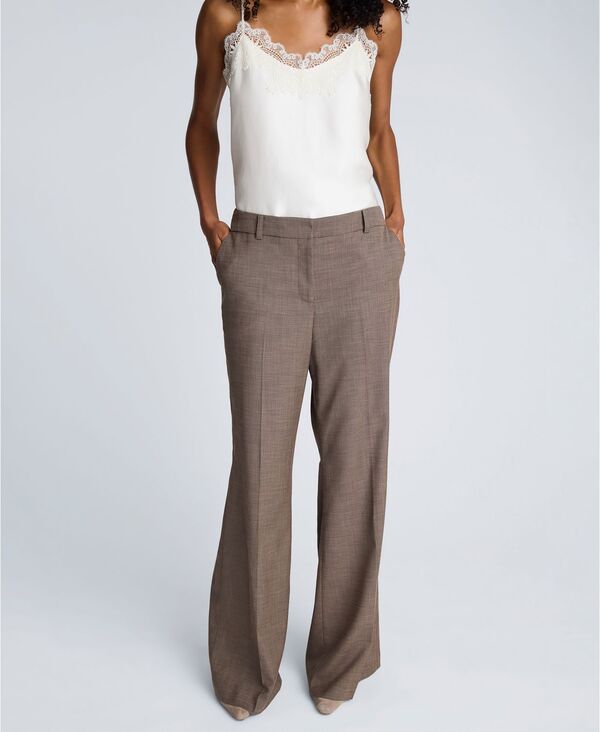 ケネスコール レディース ボトムス カジュアルパンツ パンツ Kenneth Cole Women's Melange Fly Front Mid Rise Flare Pants Mink Taupe Melange ミンク