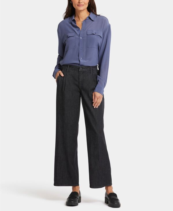 エヌワイディージェイ レディース ボトムス デニムパンツ ワイドレッグ プリーツ アンクル ジーンズ NYDJ Women's Teresa Wide Leg Ankle Pleated Jeans Eternity