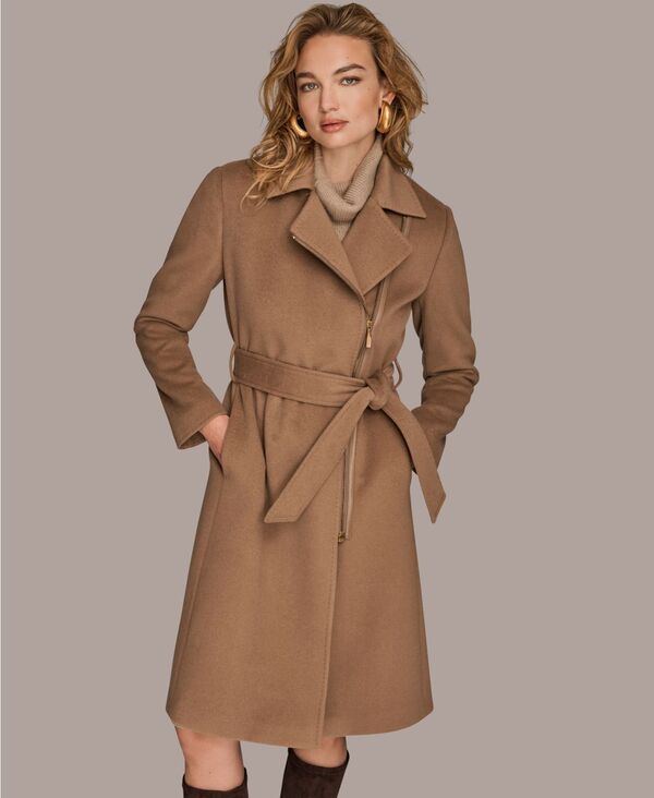 ダナ キャラン ニューヨーク レディース アウター ジャケット・ブルゾン コート Donna Karan New York Women's Notch Collared Belted Coat Camel キャメル