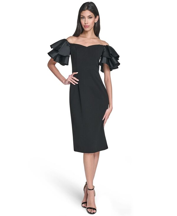 エリザジェイ レディース トップス ワンピース パフスリーブ ストラップレス Eliza J Women's Strapless Puff-Sleeve Dress Black ブラック