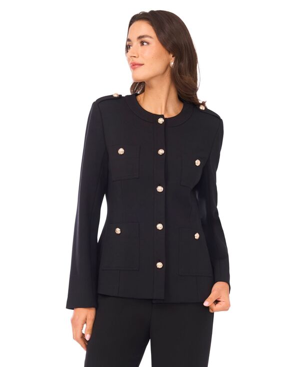 セセ レディース アウター ジャケット・ブルゾン ブレザー ニット CeCe Women Long Sleeve Knit Button Epaulets Blazer Rich Black ブラック