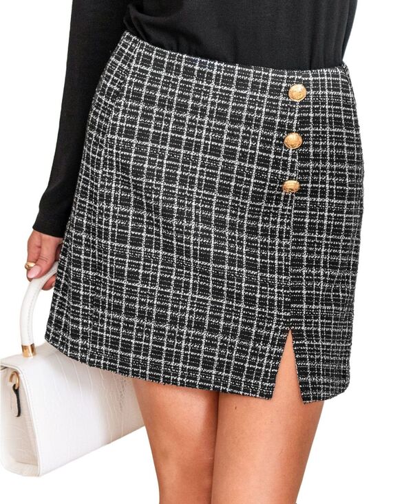 カップシー レディース ボトムス スカート ミニ Cupshe Women's Upper East Side Plaid Mini Skirt Black ブラック