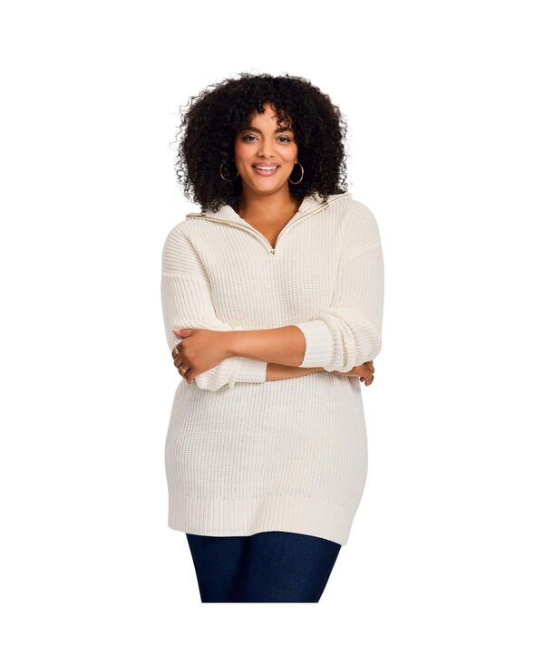 アベニュー レディース アウター ニット・セーター セーター AVENUE Women's Half-Zip Pullover Sweater Ivory アイボリー