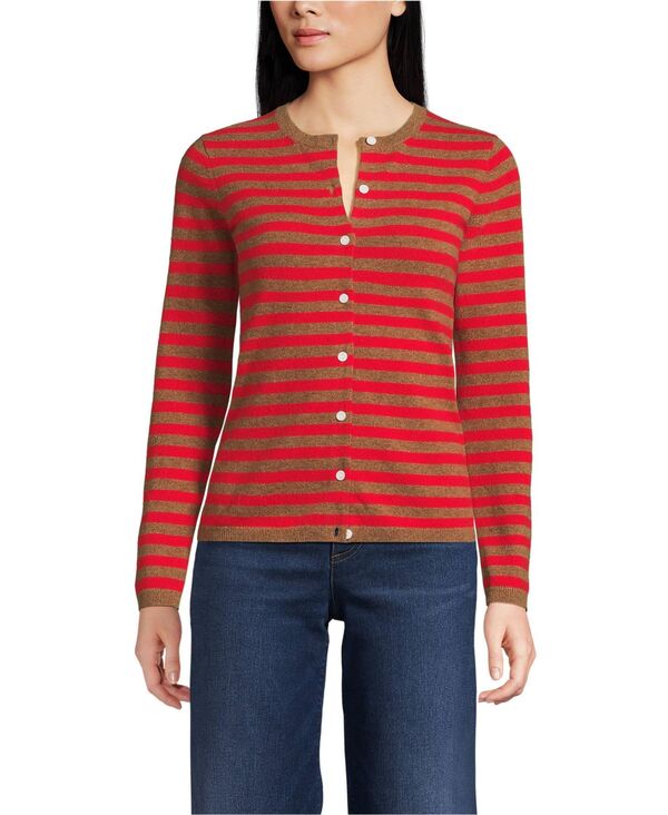ランズエンド レディース アウター ニット・セーター セーター カーディガン Lands' End Women's Cashmere Cardigan Sweater Compass red/camel breton レッド 30,420円