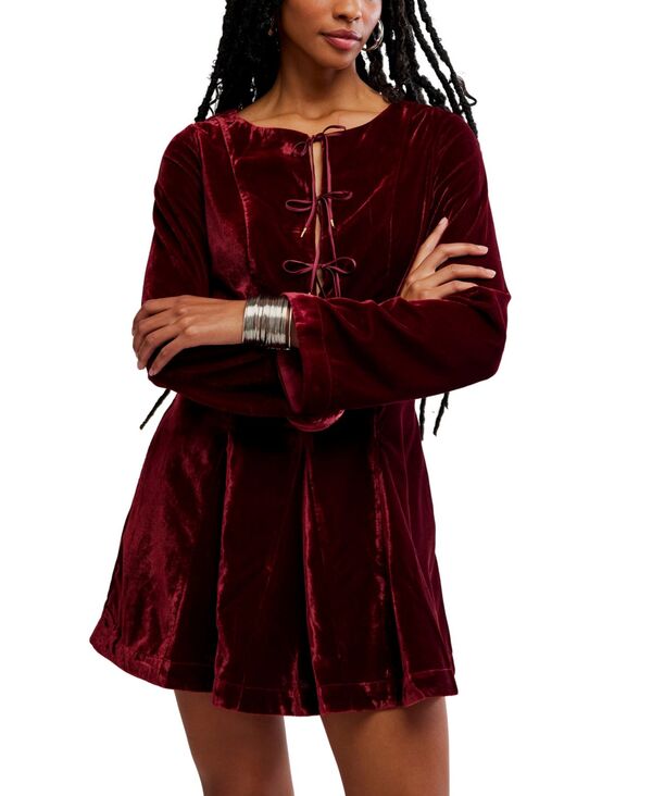 フリーピープル レディース トップス ワンピース Vネック ミニワンピース ミニ Free People Women's Linney V-Neck Mini Dress Cabernet
