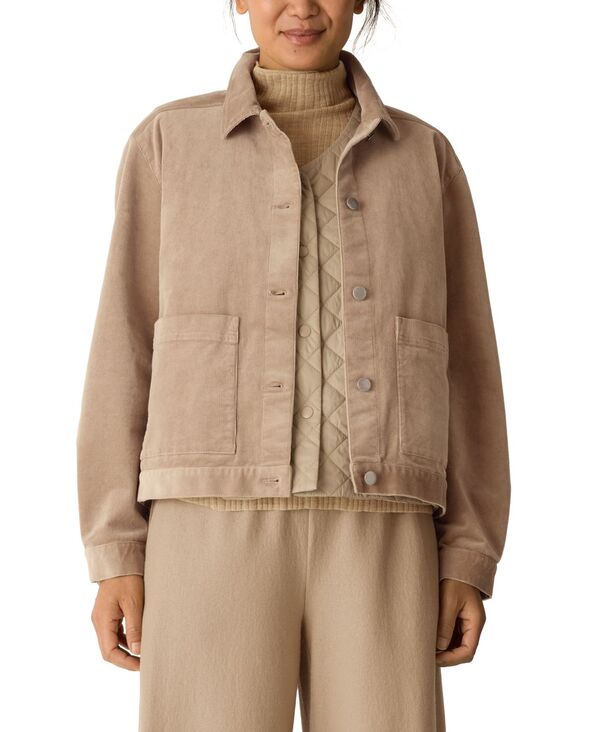 エイリーンフィッシャー レディース アウター ジャケット・ブルゾン ジャケット Eileen Fisher Women's Classic Collar Long Sleeve Jacket Biscuit｜ReVida 店