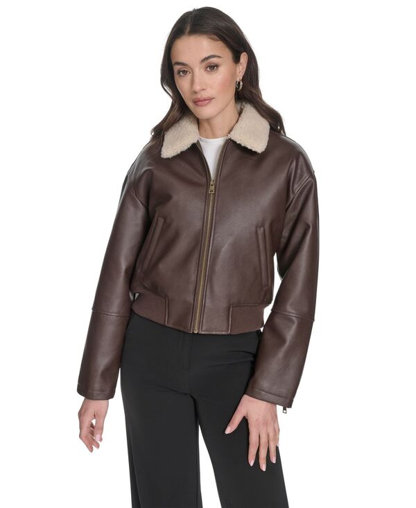 リーバイス レディース アウター ジャケット・ブルゾン ジャケット Levi's Women's Sherpa Collar Bomber Jacket Brown ブラウン
