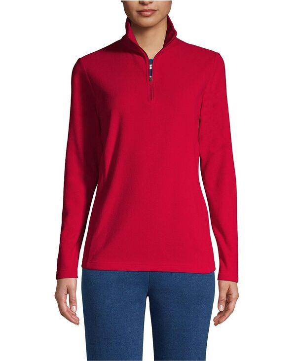 ランズエンド レディース アウター ジャケット・ブルゾン ハーフジップ フリース Lands' End Women's Anyweather Fleece Quarter Zip Pullover Rich red レッド
