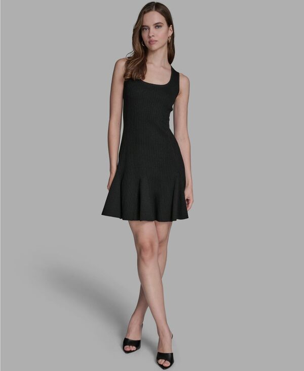 ビーシビージー レディース トップス ワンピース セーター ニット BCBG Women's Knit Lurex Sweater Dress BLACK ブラック