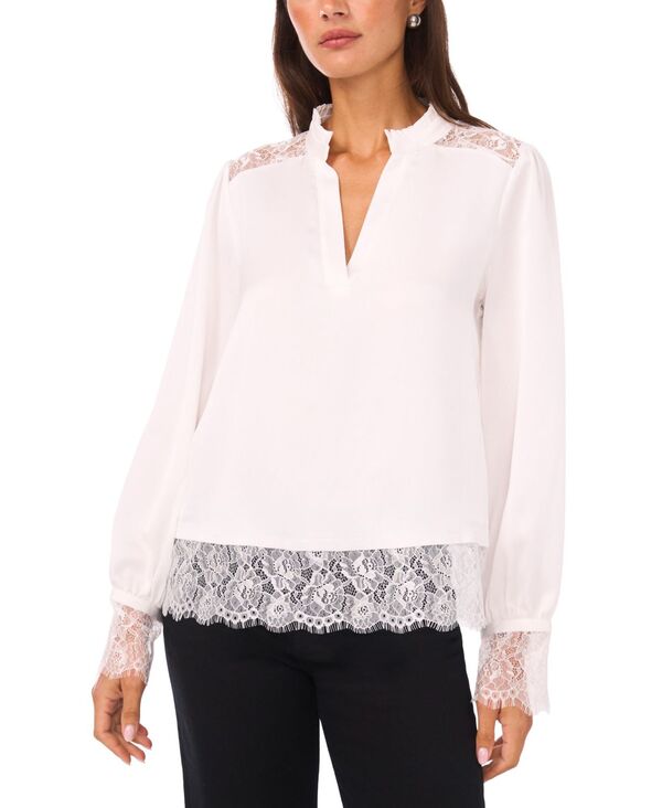 ヴィンスカムート レディース トップス シャツ Vince Camuto Women's Half Placket Long Sleeve Top New Ivory アイボリー