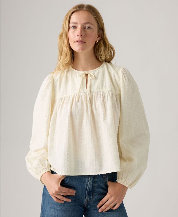リーバイス レディース トップス シャツ Levi's Women's Josephine Long Sleeve Top White ホワイト
