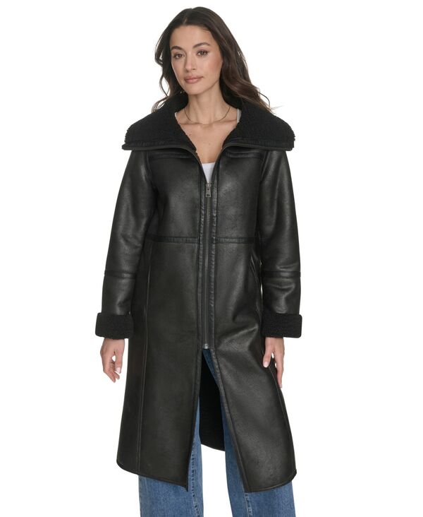 リーバイス レディース アウター ジャケット・ブルゾン コート Levi's Women's FX Shearling Funnel Coat Black ブラック