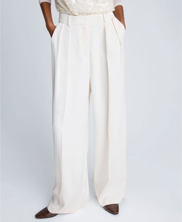 ケネスコール レディース ボトムス カジュアルパンツ ワイドレッグ プリーツ パンツ Kenneth Cole Women's Double Pleated Wide Leg Pants Oyster