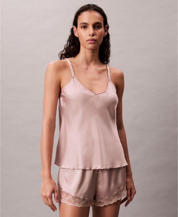 カルバンクライン レディース トップス シャツ サテン Calvin Klein Women's Pull-On Adjustable Straps Satin Camisole-QS7499 Cedar