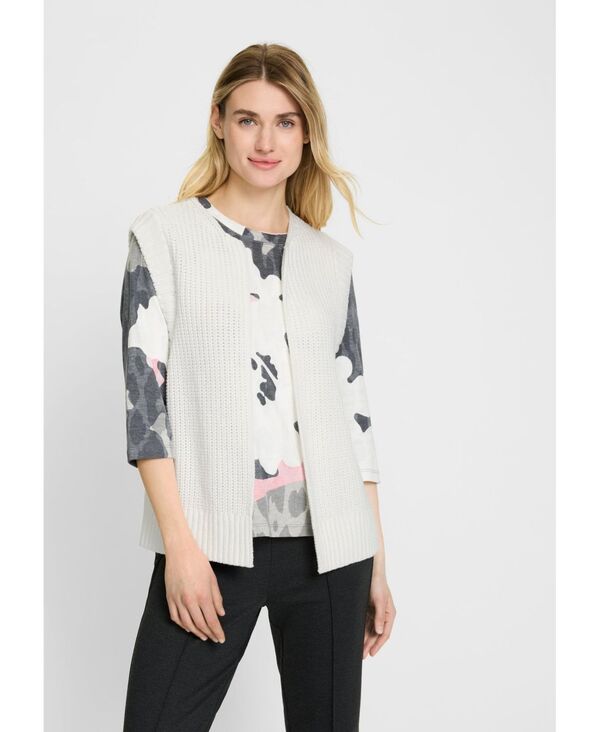 オルセン レディース アウター ニット・セーター ベスト セーター コットン Olsen Cotton Blend Sweater Vest Off white オフホワイト｜ReVida 店