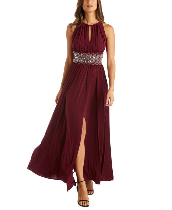 アールアンドエムリチャーズ レディース トップス ワンピース R & M Richards Beaded Gown 4P-18 Merlot