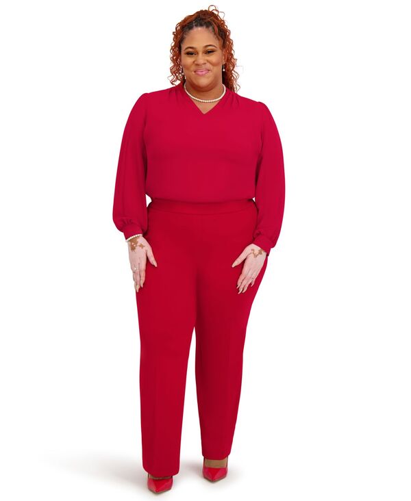 カスパール レディース トップス シャツ Vネック Kasper Women's Long Sleeve V-Neck Top Crimson クリムゾン 12,464円