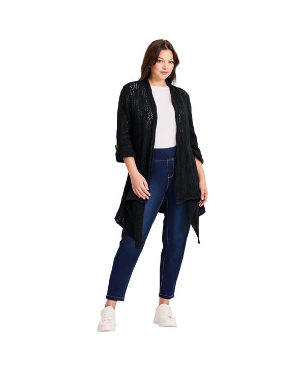 アベニュー レディース アウター ニット・セーター セーター カーディガン AVENUE Women's Pointelle Sweater Cardigan Black ブラック