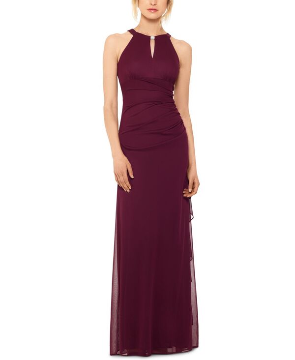 ベッツィアンドアダム レディース トップス ワンピース ギャザー ホルター Betsy & Adam B&A by Betsy and Adam Ruched Halter Gown 2P-16 Garnet Red レッド
