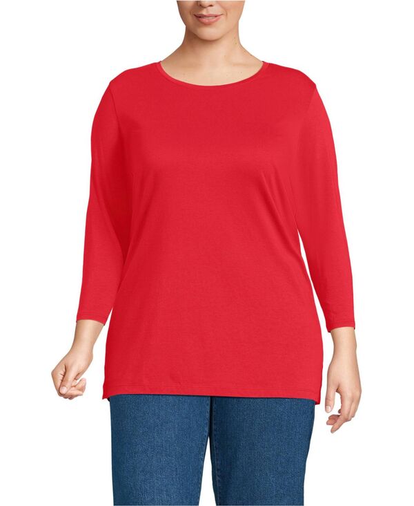 ランズエンド レディース トップス シャツ プラスサイズ コットン Lands' End Plus Size 3/4 Sleeve Cotton Supima Tunic Compass red レッド 10,124円