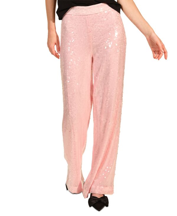 イザックミズラヒ レディース ボトムス カジュアルパンツ ワイドレッグ パンツ スパンコール Isaac Mizrahi Women's Sequin Wide Leg Pants Orchid Pink ピンク