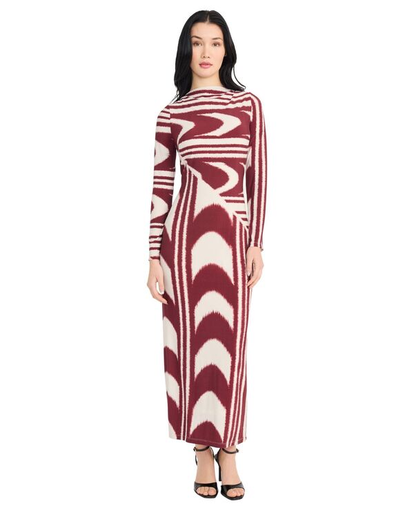 ドナモーガン レディース トップス ワンピース ミディワンピース ミディ 長袖 Donna Morgan Women's Long-Sleeve Midi Dress Cream Tan/Mahogany クリーム