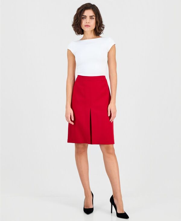 カスパール レディース ボトムス スカート Kasper Women's Box-Pleat Pencil Skirt Fire Red レッド
