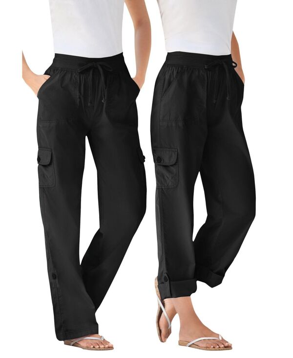 ウーマン ウィズイン レディース ボトムス カジュアルパンツ カーゴパンツ キャップ Woman Within Women's Within Convertible Length Cargo Pant/Capri Black ブラック｜ReVida 店