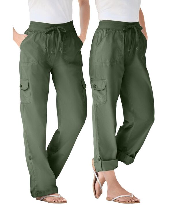 ウーマン ウィズイン レディース ボトムス カジュアルパンツ カーゴパンツ キャップ Woman Within Women's Within Convertible Length Cargo Pant/Capri Olive green グリーン