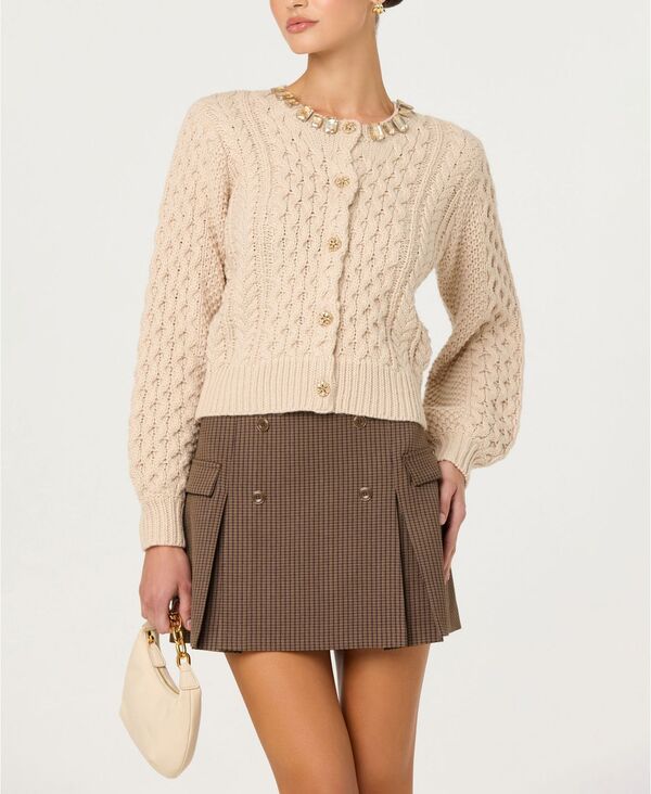 アストール レディース アウター ニット・セーター クルーネック セーター カーディガン ASTR the Label Women's Cathryn Crewneck Cardigan Sweater Cream クリーム