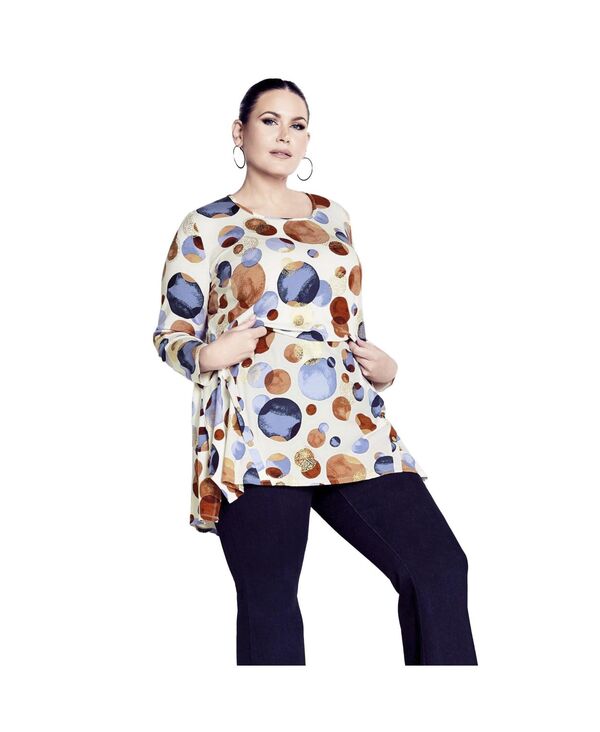 アベニュー レディース トップス シャツ AVENUE Women's Leisure Button Tunic Floating spot