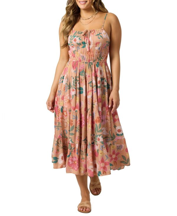オニール レディース トップス ワンピース ミディワンピース フラワー柄 プリント ミディ フラワー O'Neill Women's Esther Camella Floral Print Midi Dress Cork