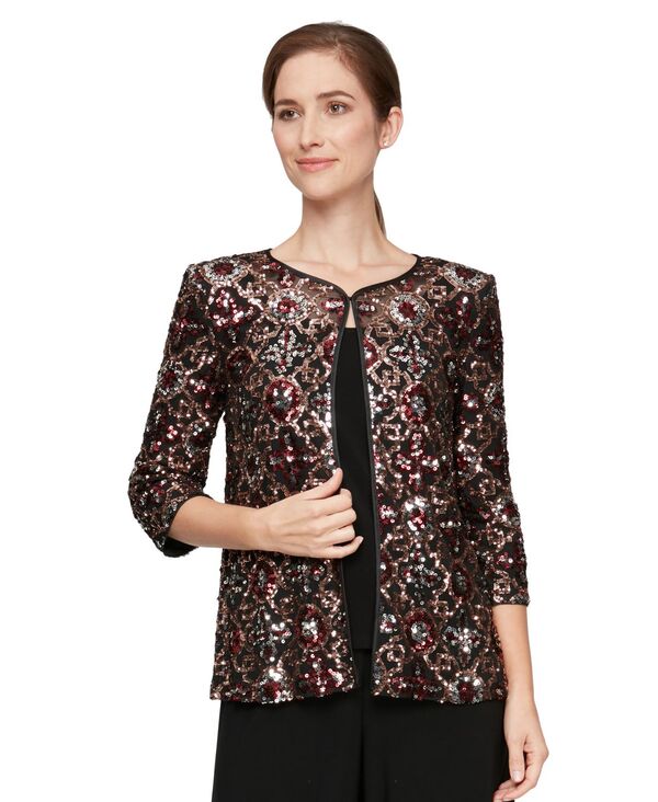 アレックスイブニングス レディース アウター ジャケット・ブルゾン ジャケット Alex Evenings Women's Twinset Jacket Black ブラック