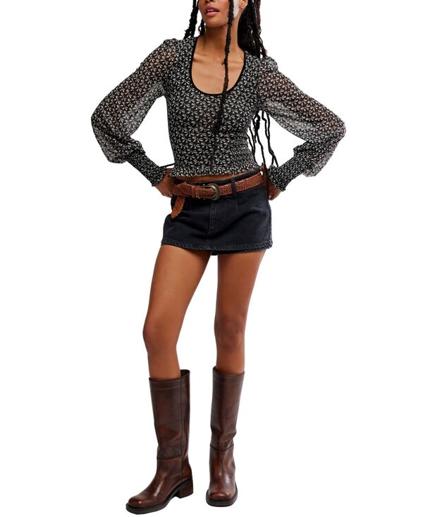 フリーピープル レディース トップス シャツ プリント Free People Women's Dottie Bow Printed Top Black Combo ブラック