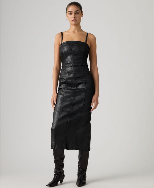 リーバイス レディース トップス ワンピース ミディワンピース ミディ コート デニム Levi's Premium Women's Coated Seamed Bustier Denim Midi Dress Prize Figh デニム