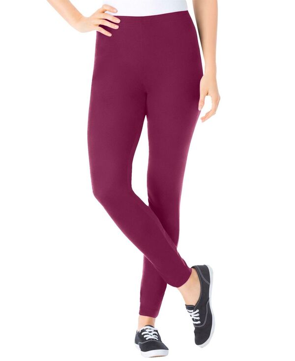 ウーマン ウィズイン レディース ボトムス カジュアルパンツ コットン レギンス ニット Woman Within Women's Within Stretch-Cotton Knit Pull-On Leggings Deep claret