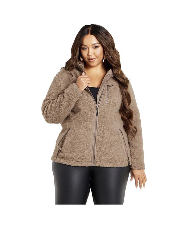 アベニュー レディース アウター ジャケット・ブルゾン フリース ジャケット AVENUE Women's Kyla Fleece Zip Front Jacket Biscotti