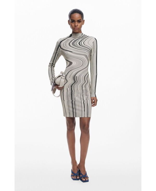 デジグアル レディース トップス ワンピース Desigual Women's Wavy striped dress White ホワイト 15,826円