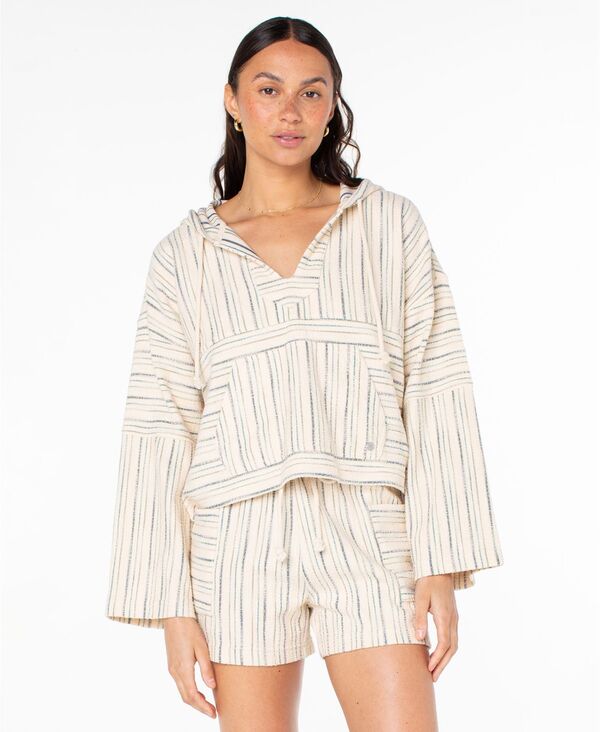 ロキシー レディース トップス シャツ Roxy Women's Rich Coast Slub Stripe Top Deep Lagoon Sea Crest Stripe ストライプ|ReVida 店