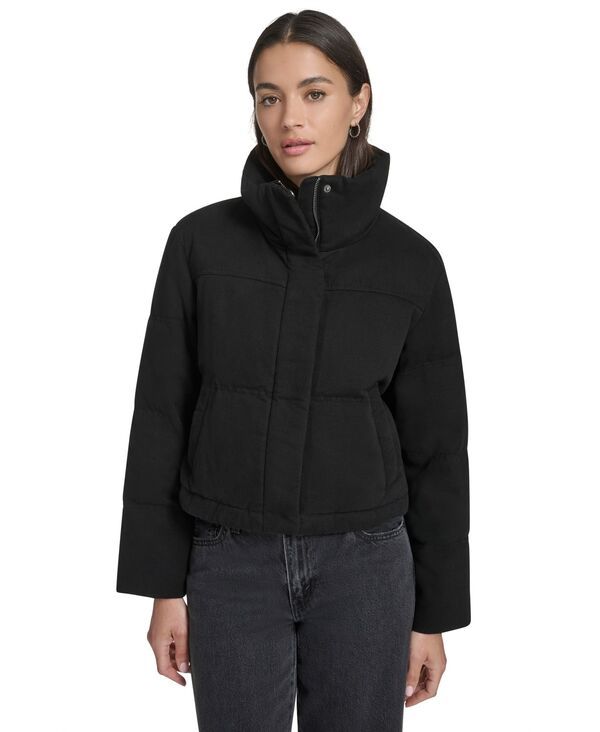 リーバイス レディース アウター パーカー・スウェット コットン クロップド ジャケット Levi's Women's Regular Cropped Cotton Puffer Jacket Black ブラック