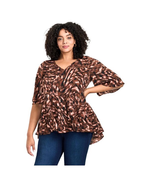 アベニュー レディース トップス シャツ ティアード AVENUE Women's Aly Tiered Top Animal haze アニマル