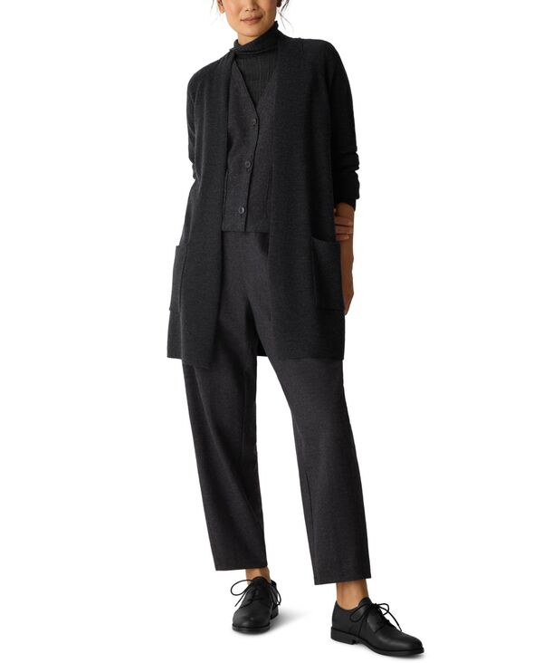 エイリーンフィッシャー レディース アウター ニット・セーター プラスサイズ セーター カーディガン 長袖 Eileen Fisher Women's Long-Sleeve Cardigan Sweater Regular and Plus Charcoal チャコール