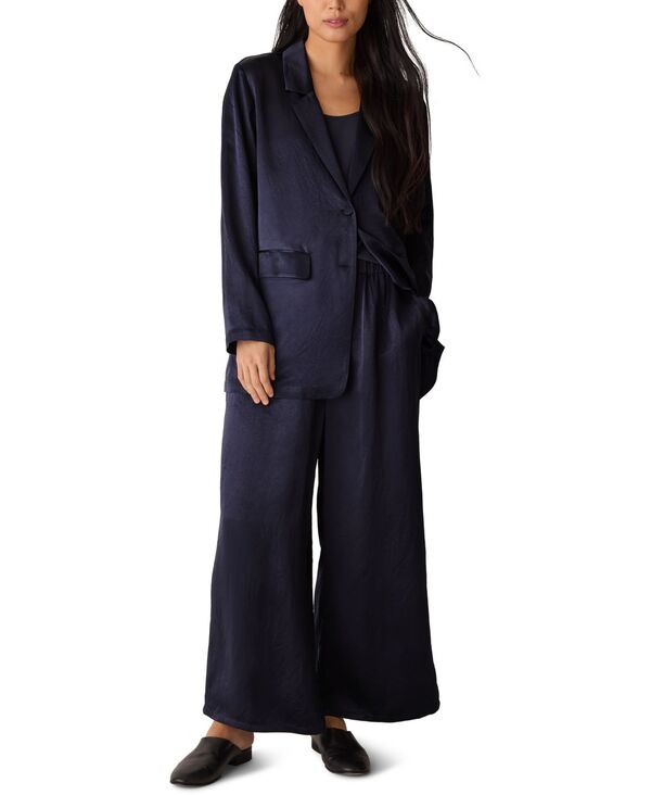 エイリーンフィッシャー レディース アウター ジャケット・ブルゾン サテン ブレザー Eileen Fisher Women's Satin Notch Collar Blazer Wine ワイン｜ReVida 店