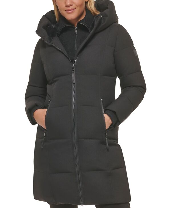 カルバンクライン レディース アウター ジャケット・ブルゾン コート Calvin Klein Women Stand Collar Hooded Puffer Coat Black ブラック