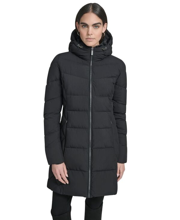 カルバンクライン レディース アウター ジャケット・ブルゾン コート Calvin Klein Women Collar Hooded Puffer Coat Black ブラック